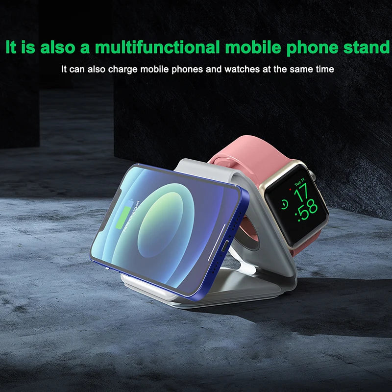 3 in 1 Foldable Wireless Charger Pad Stand Magnetic Fast Charging Dock Station Apple iPhone/Watch/AirPods