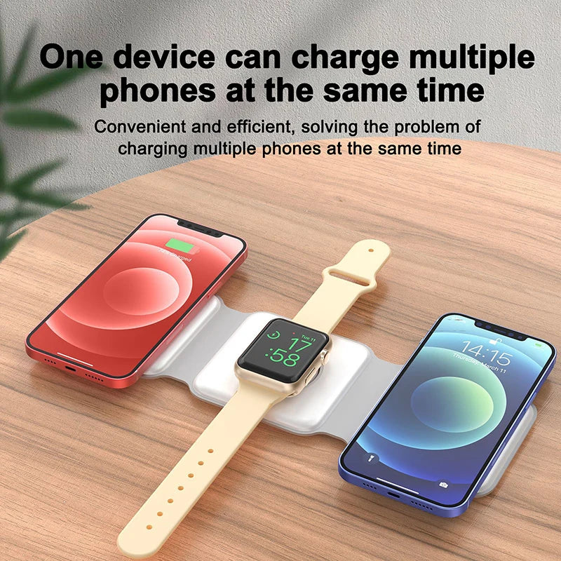 3 in 1 Foldable Wireless Charger Pad Stand Magnetic Fast Charging Dock Station Apple iPhone/Watch/AirPods